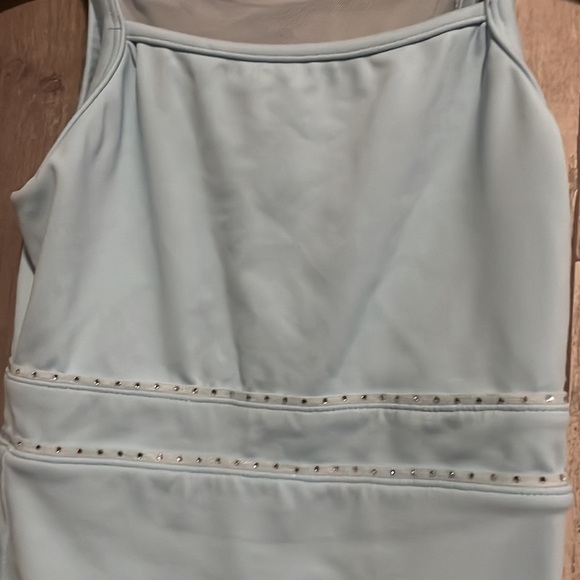 Bloch Diamanté light blue size 6X/7 mesh back dance Leotard Girls - Picture 3 of 9